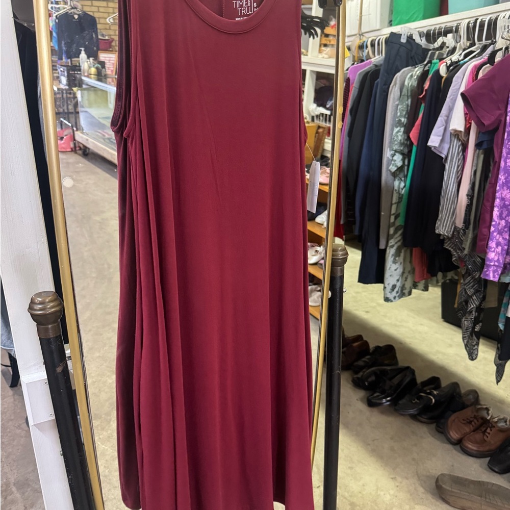 Time and Tru Sleeveless Swing Dress - Burgundy